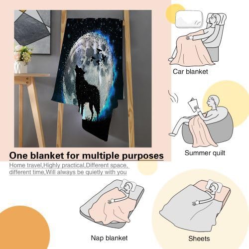 Koc flanelowy, rozmiar king size, 230 x 270 cm, czarny wilk (młodzież), narzuta na sofę z mikrofibry, narzuta na łóżko, krzesło, do biura, puszysta narzuta na łóżko, sofę, kanapę, 90 x 106