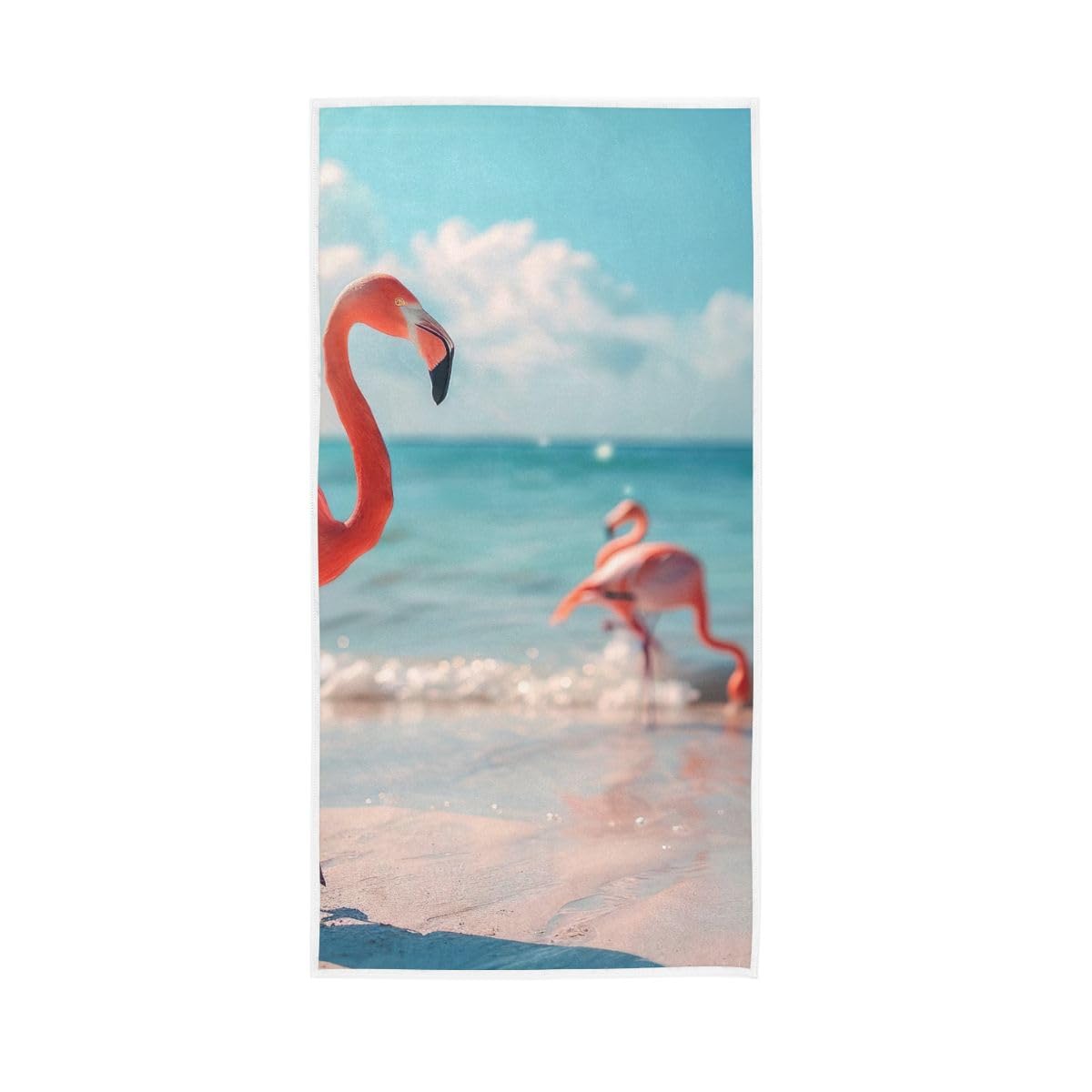 LSRCPD Flamingo on Beach Hand Towel, 15 x 30 Inches, Soft Highly Absorbent Towels for Bathroom Gym Hotel