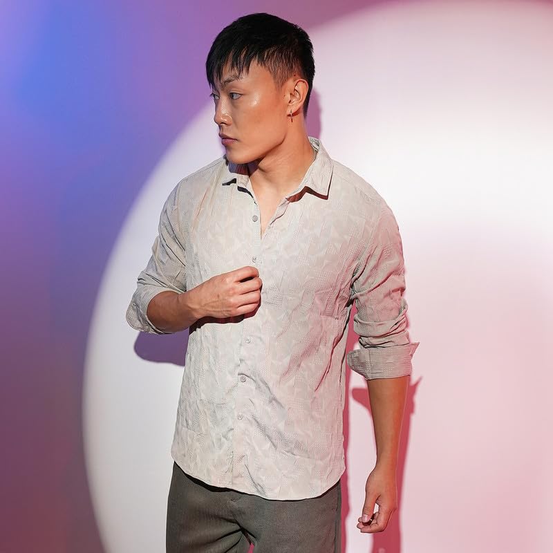 Image of CAHOOT Men's Solid Utility Shirt | Casual Wear | Spread Collar | Long Sleeve | Button Closure | Shirt Crafted with Comfort Fit for Everyday Wear