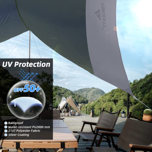 Forceatt 12X14Ft Tarp With 2 Poles, Waterproof Anti-Uv Camping Tarp Car Awning (Upf50+), Lightweight Tarp Sun Shelter Can Be Used With Car,Tent And Hammock In Hiking,Backpacking,Garden And Traveling #TOP2