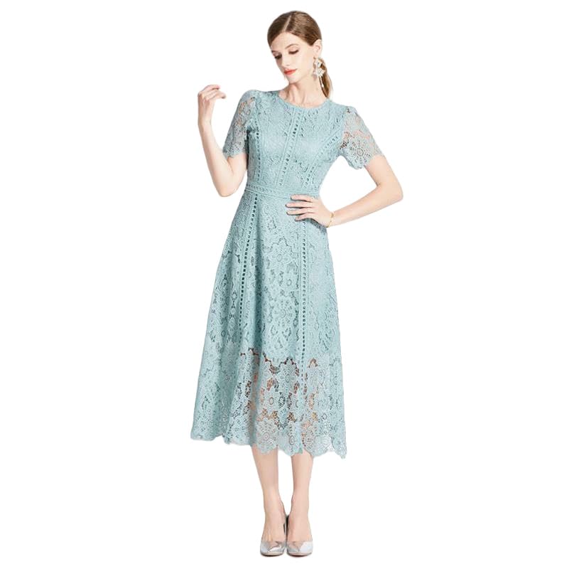 Robe d'été rétro pour femme en dentelle moulante élégante