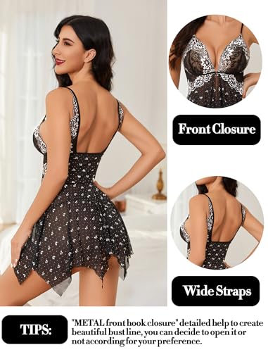 image for Avidlove Lingerie for Women Lace Babydoll Dress Sexy Chemise Nightgown