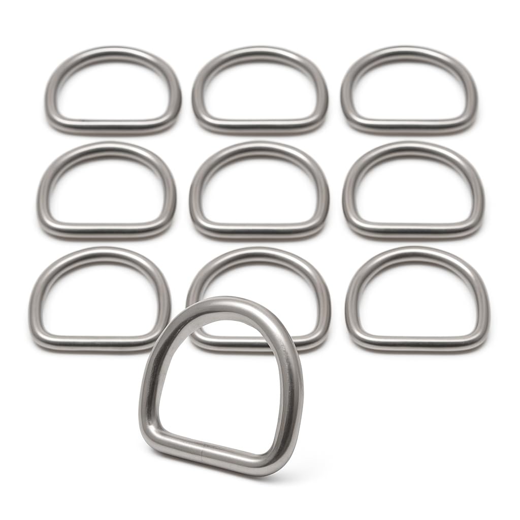 10pcs Marine Grade 316 A4 Stainless Steel Welded Dee Rings, Heavy Duty Polished, Corrosion Resistant, Multipurpose for webbing, Harness, Straps, Dog Collars (4mm x 25mm)