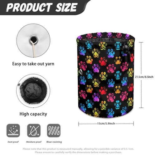 Image of Sellikakes Yarn Bag Crochet Storage Organizer, Coloful Dog Paw Knitting Skein Ball Holder Portable Yarn Holder Crochet Organizer for Crocheting Project, Crochet Accessories, Needles