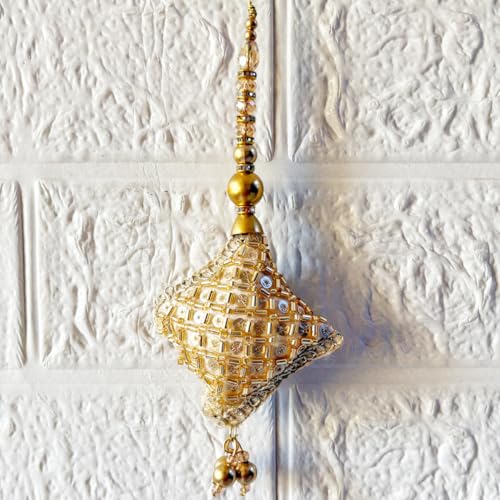 Image of Adikala Craft Store Handmade Ethnic Latkan Tassel Set of 2 for Saree Pallu, Blouse, Suits, Dupatta, Lehenga Decor (Golden S Cushion)