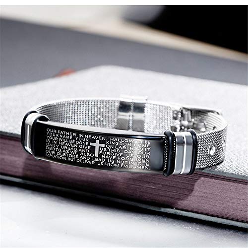 Reizteko Religious Quote Faith Christian Bible Verses Inspirational Powerful Scripture Id Wristband Cross Silicone Bracelets, God Bracelet Gift Idea For Men, For Him For Love Husband Father Boy #TOP2