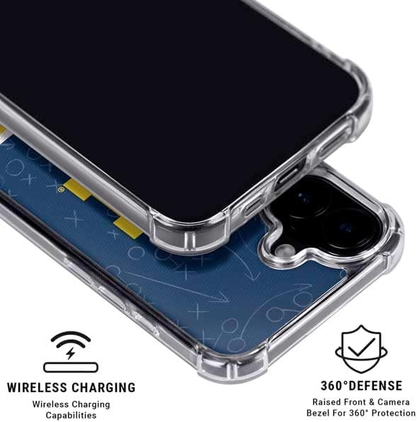 Skinit Clear Phone Case Compatible with iPhone 17 - Officially Licensed University of Michigan Jersey Split Design