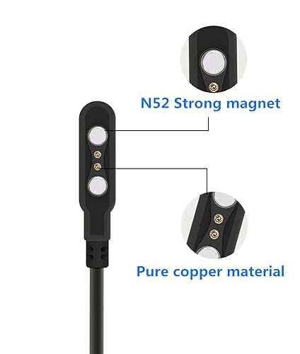 Miniatura 3 de Cable cargador de reloj inteligente, universal de 2 pines 0.112 in, cable de carga USB de succión magnética para reloj inteligente, cable de carga