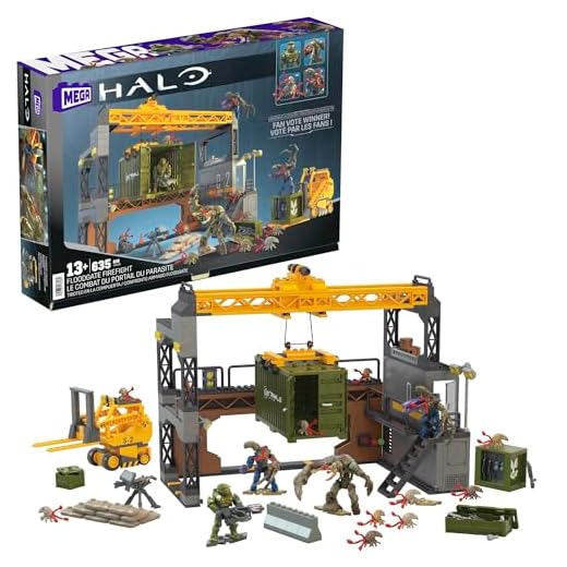 MEGA Halo Coffret De Construction Modulable Inspiré De Halo 3-Le Combat du Portail du Parasite, 4 Mini-Figurines Et Accessoires, 624 Briques Et Pièces, Jouet Enfant, Dès 13 Ans, HNC59