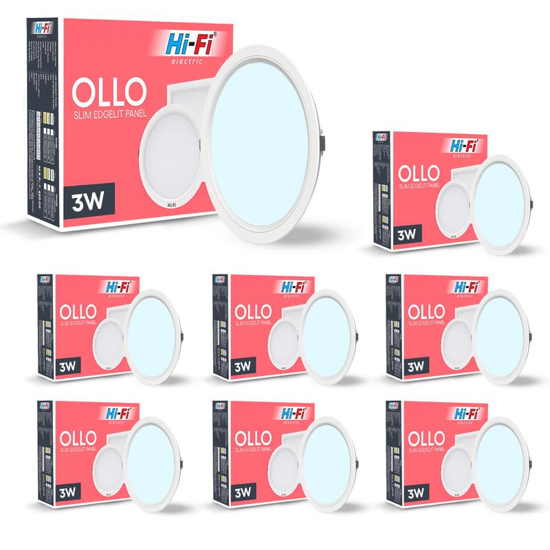 Image of Hi-Fi OLLO 3 watt Downlight for Junction Box | Cool Day White (6500K) |68 mm Cutout| Inbuld Driver| Round Ied Light for Ceiling Pack of8