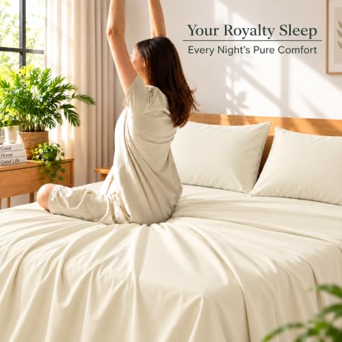 Image of Microfiber Queen Size Bedsheet with 2 Pillow Covers | Ultra Soft & Breathable Flat Sheet | Wrinkle-Resistant, Premium Comfort for Everyday Use |Size (90 inch x 102 inch) Ivory