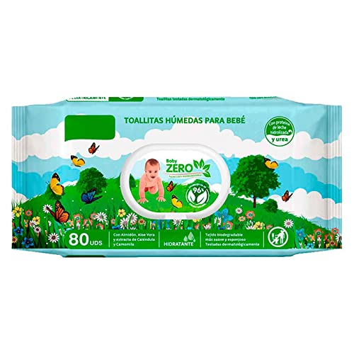 AC - Toallitas húmedas para bebé Baby Zero- Incluye 80 Unidades - Material Natural - Aloe Vera - Incluye tapa.
