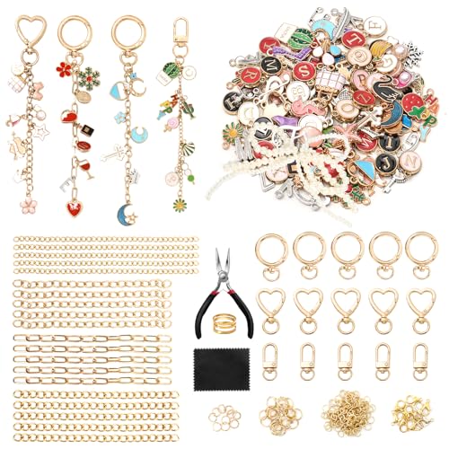 ASTNIC 316 Pièces Kit Porte Clé a Fabriquer, avec 117 Charms, Porte Clé, Chaine Acier Lnoxydable, Pince Bijoux, Loisirs Créatifs Adultes, Porte Clef Fabrication Bijoux pour Cadeau, idee Cadeau Femme