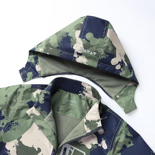 image for MGEOY Boys Rain Jacket Lightweight Waterproof Hooded Fleece Lined Rain
