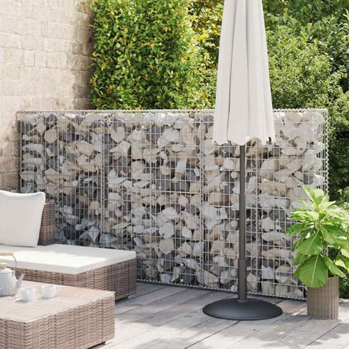 Cesto in pietra gabbione con coperchi, filo zincato, 150 x 100 x 30 cm, per pietre, decorazione per esterni, giardino, terrazza, balcone