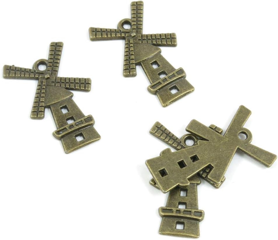 30 PCS Metal Antique Bronze Color Jewelry Making Supplies Charms Beading Crafting Wholesale 85676 Windmill House