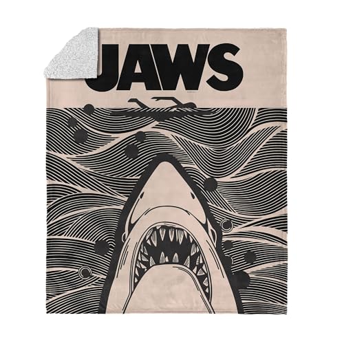 Northwest Jaws Duotone Poster Silk Touch Sherpa Throw Blanket 50x60 inches