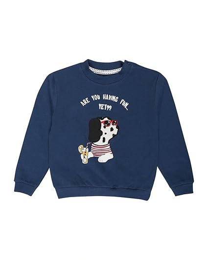 The Mom Store Printed Cotton Full Sleeves Sweatshirt for Boys and Girls| 100% Cotton with Brushed Fleece | Kids Winter wear | Cute Prints | Comfortable | Warm |