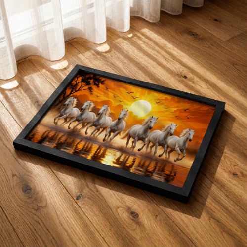 Image of Suneree 7 Horse Vastu Wall Painting (Landscape Collection) (Natural, Design 15, 33L x 25W cm)