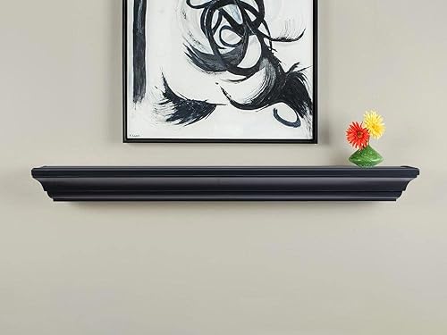 MANTELSDIRECT Estante flotante de madera para chimenea de 60 pulgadas en color negro - Colton de Mantels Direct  Estante de pared rústico de madera