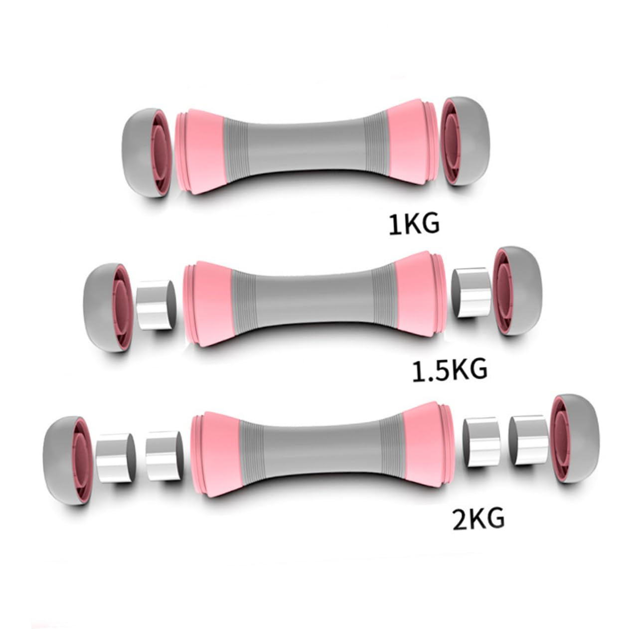 Manubrio Fitness Regolabile Rosa per Donna 1kg 1, 5kg 2kg | Tpr Pp Acciaio, Impugnatura Testurizzata Confortevole, per Allenamento Muscolare