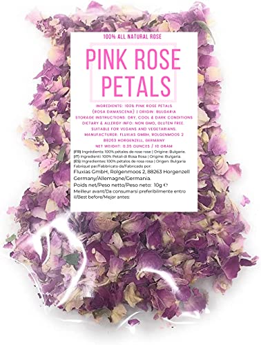 Pétalos de Rosa Comestibles - Peso Neto: 10g - Hermosos Pétalos Secos para Té y Decoración