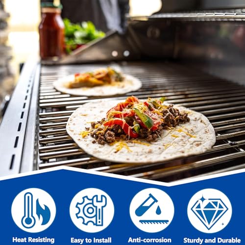 Image of SafBbcue Replacement Parts for Monument Mesa 400, 25392 and 13478, A005 Cast Iron Griddle and 98888 Stainless Steel Grill Grates for Monument Grills 4-Burner Propane Gas Grill Accessories