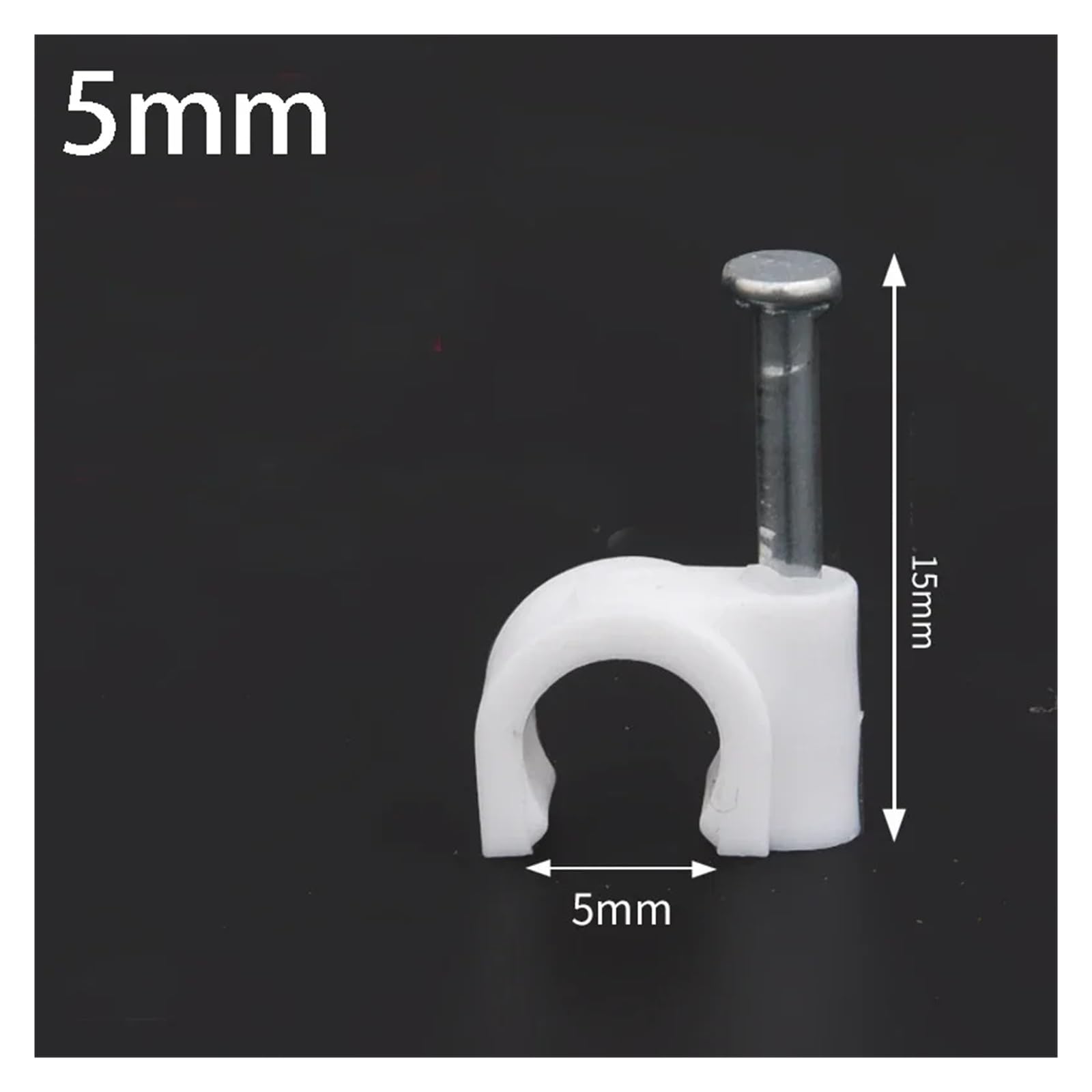 Zaciski do kabli z gwoździami 50 szt., plastikowe zaciski mocowania przewodów ze stalowymi, biały organizer sznurka 4–12 mm(5mm)