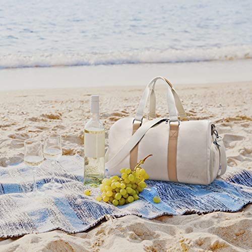 Hero Weekender Duffle Bag for Women and Men - Luxury Canvas Overnight Carry On Luggage - Travel, Beach, Gym, Hospital Duffel Tote Bag with Vegan Leather, Shoe Compartment