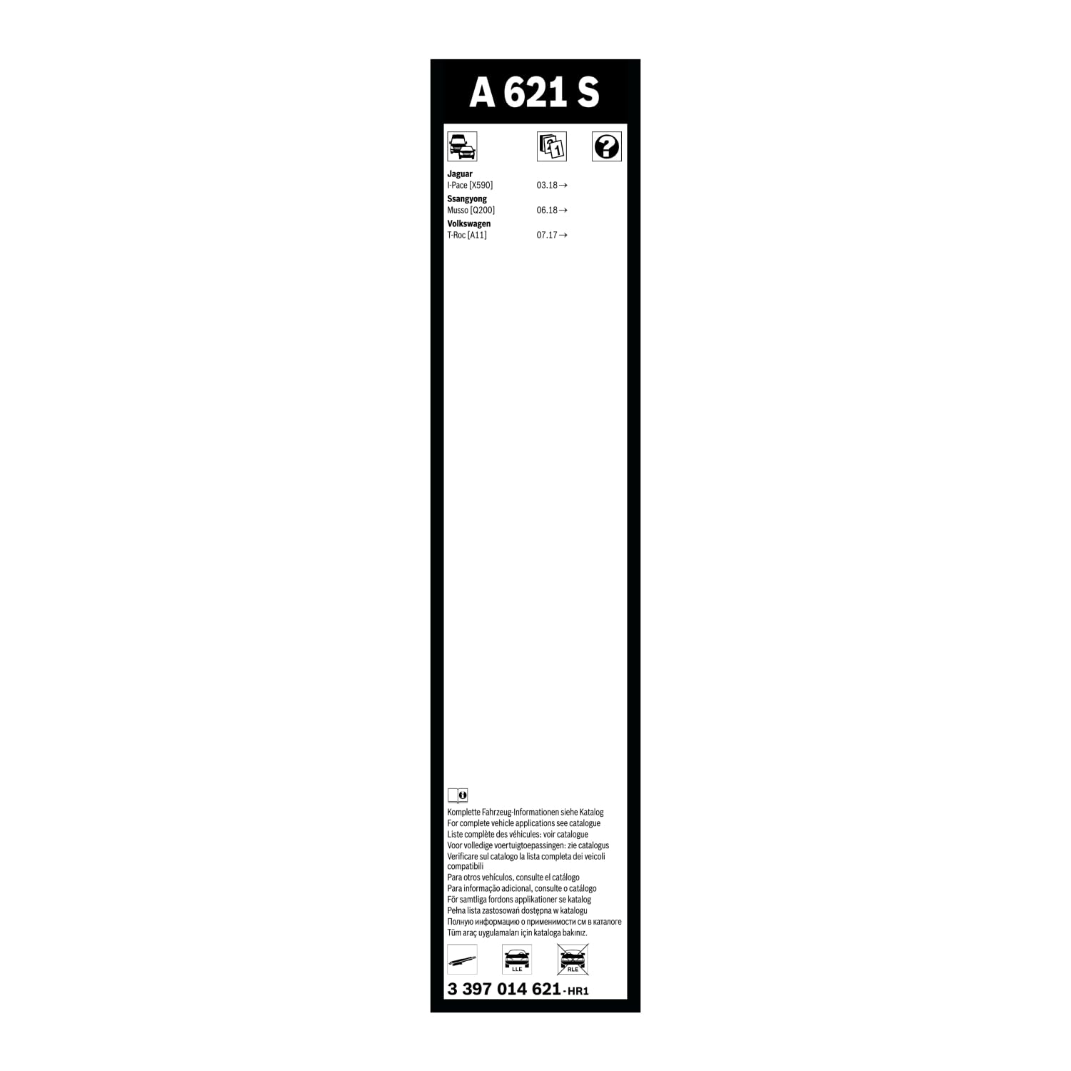 Tergicristalli Bosch Aerotwin A621S, Lunghezza 650mm/500mm, 1 set per parabrezza anteriore