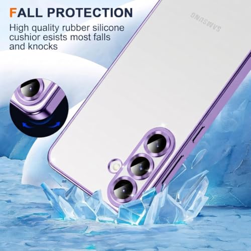 Image of VONZEE Clear Logo Electroplating Transparent Case for Samsung A57 5G, Magnetic Plating Electroplate TPU Cover, Individual Camera Protection for Each Lens - Deep Purple