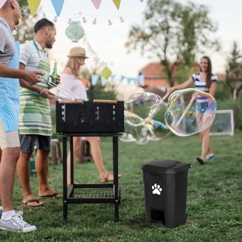 Image of Dog Poop Trash Can with Lid for Outdoors，15-Liter Trash Can with 200PCS Black Plastic Bags, Pet Waste Container，Black+200BK