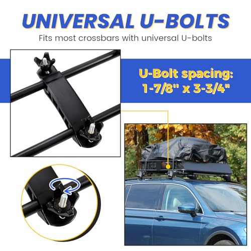 ECOTRIC 67" x 39" x 5.1'' Universal Roof Rack Cargo Carrier Basket with Extension Heavy Duty Steel Car SUV Top Luggage Storage Holder Basket for Travel 550LBS Weight Capacity