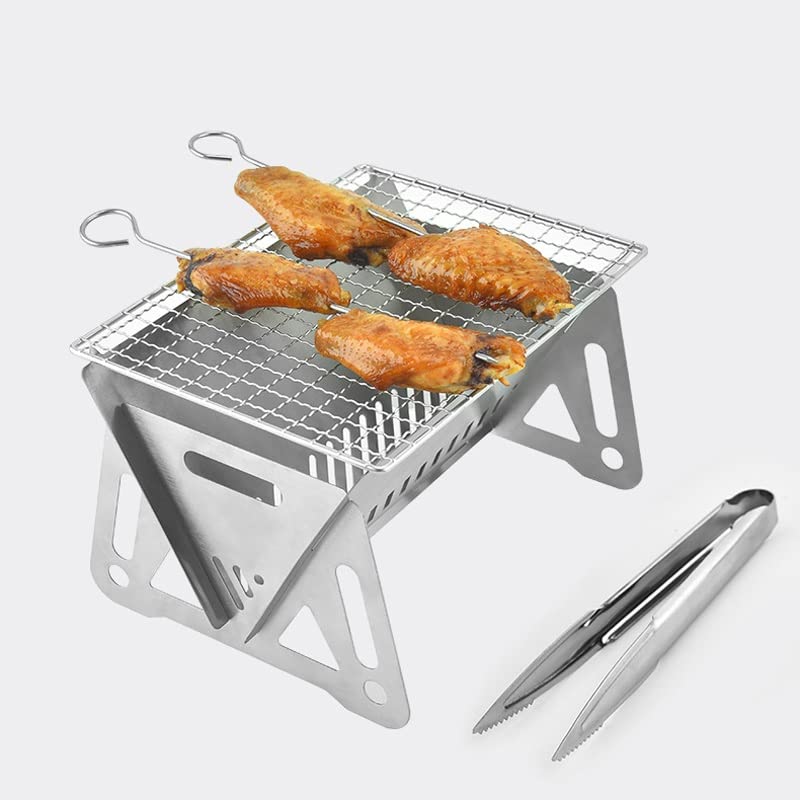 Mini parrilla para acampar desmontable y ligera de acero 4