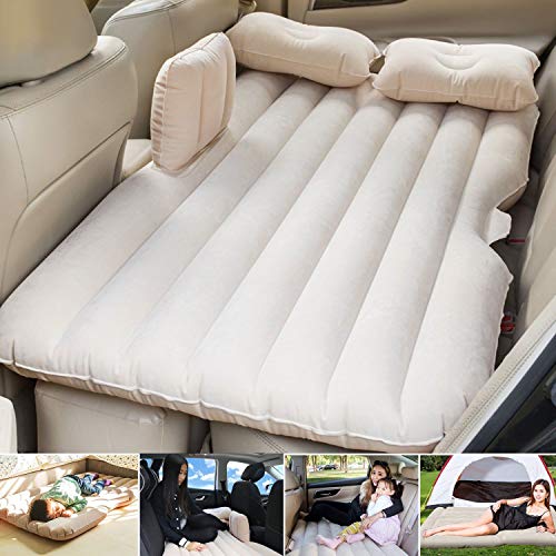 Image of Oshotto Multifunctional Car Travel Bed Mattress with Two Air Pillows, Car Air Pump Compatible with Mercedes E Class (2010-2016) (Beige)