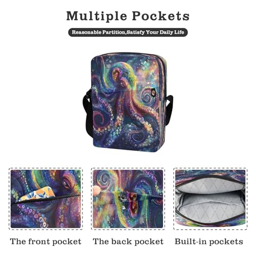 Crossbody Bag Colorful Octopus Messenger Bag for Women Men Purse Shoulder Bag Satchel Bag with Adjustable Strap 214B87722