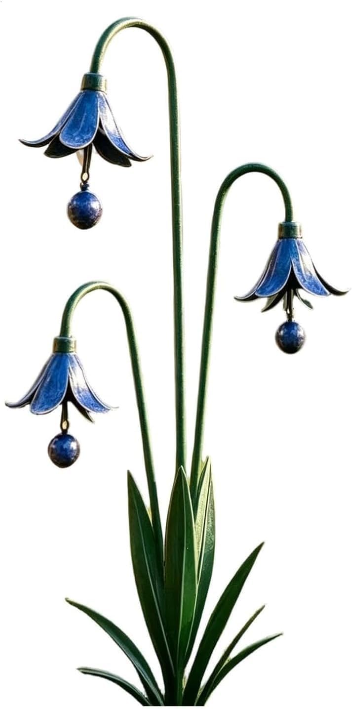 2026 Flamed Copper Triple Bluebells Garden Stake, Metal Flower Garden Stake with Bells, Vintage Rustic Yard Art, Rustproof Plant Sculpture for Lawn, Flower Bed, Patio & Pathway