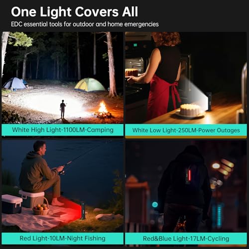 Image of Banral Rechargeable EDC Flashlight, 1100 High Lumens Small Powerful LED Flashlights, Mini Magnetic Flat Pocket Flash Light with COB Work Light for Camping, Car, Hiking, Emergency, Home (2, Black)