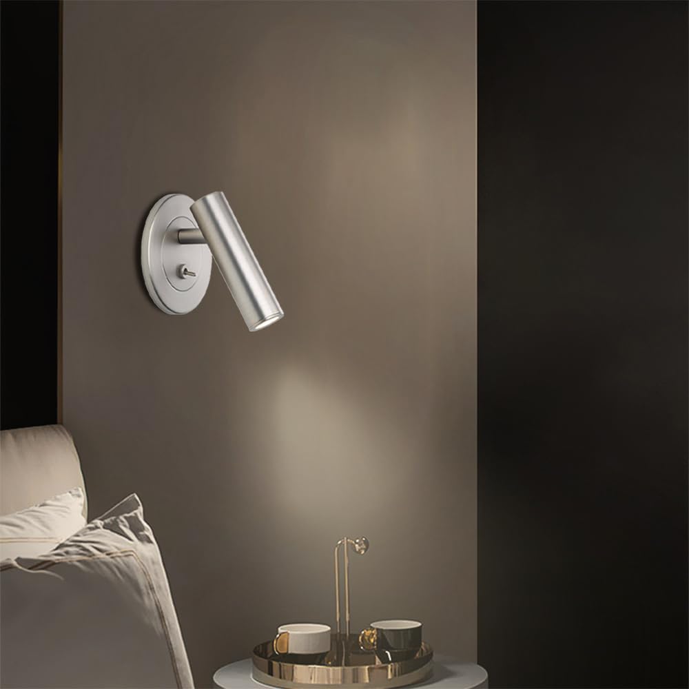 Kinkiet ścienny, lampa ścienna z przełącznikiem 3W LED lampka nocna do czytania na ścianie, regulowany reflektor ścienny, skupiona lampa ścienna do łóżka w sypialni