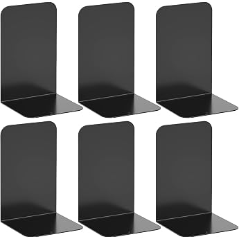 Pack of 6 Bookends 20.5 x 13.5 x 9.3 cm Metal Bookends Heavy Bookends for Office School Home Library
