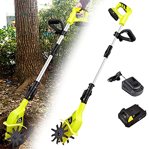 UWYTGF Garden Tiller,Electric Rotavator 5200Mah Lithium Battery Cordless Cultivator with Blades Rotavators for The Garden 65 Manganese Electric Garden Tiller Tiller Rotavator