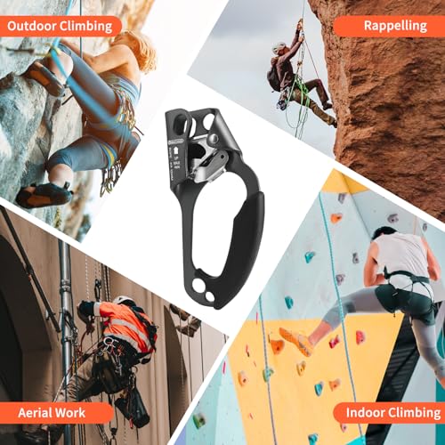 Image of NewDoar Hand Ascender Rock Climbing Tree Arborist Rappelling Gear Equipment Rope Clamp for 8~12MM Rope(Right Hand Grey)