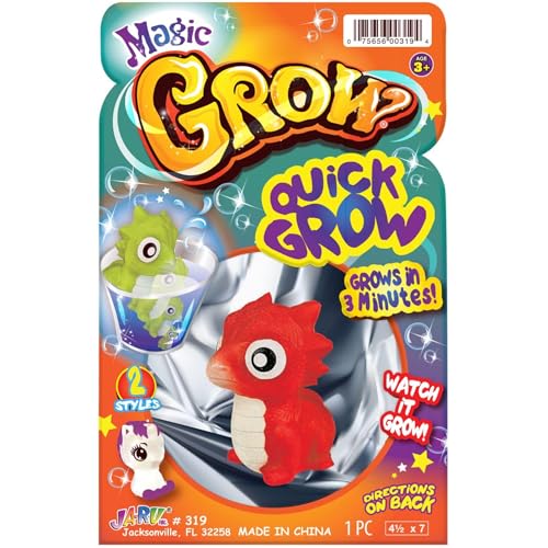 JA-RU Magic Grow Baby Dragon Toy (1 Unit Assorted Colors) Place in Water & Grows Quick. Fun Styles for Boys & Girls. Squishy Sensory Feel Party Favor for Kids. Small to Big in Minutes. 319-1B