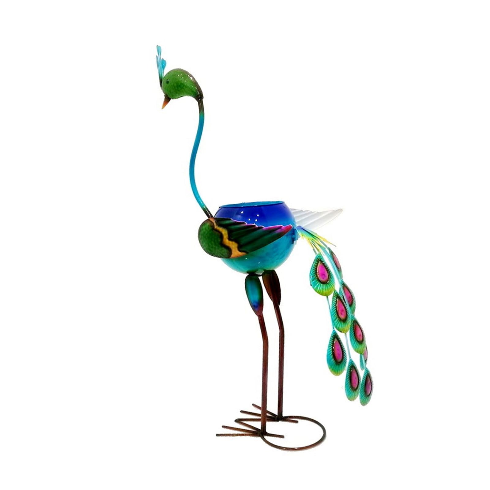 Buxuaaaa Metal Flamingos Garden Statues Flamingos Peacocks Yard Art Outdoor Sculptures for Home Lawns Backyard Decorations Outdoor Garden Planter