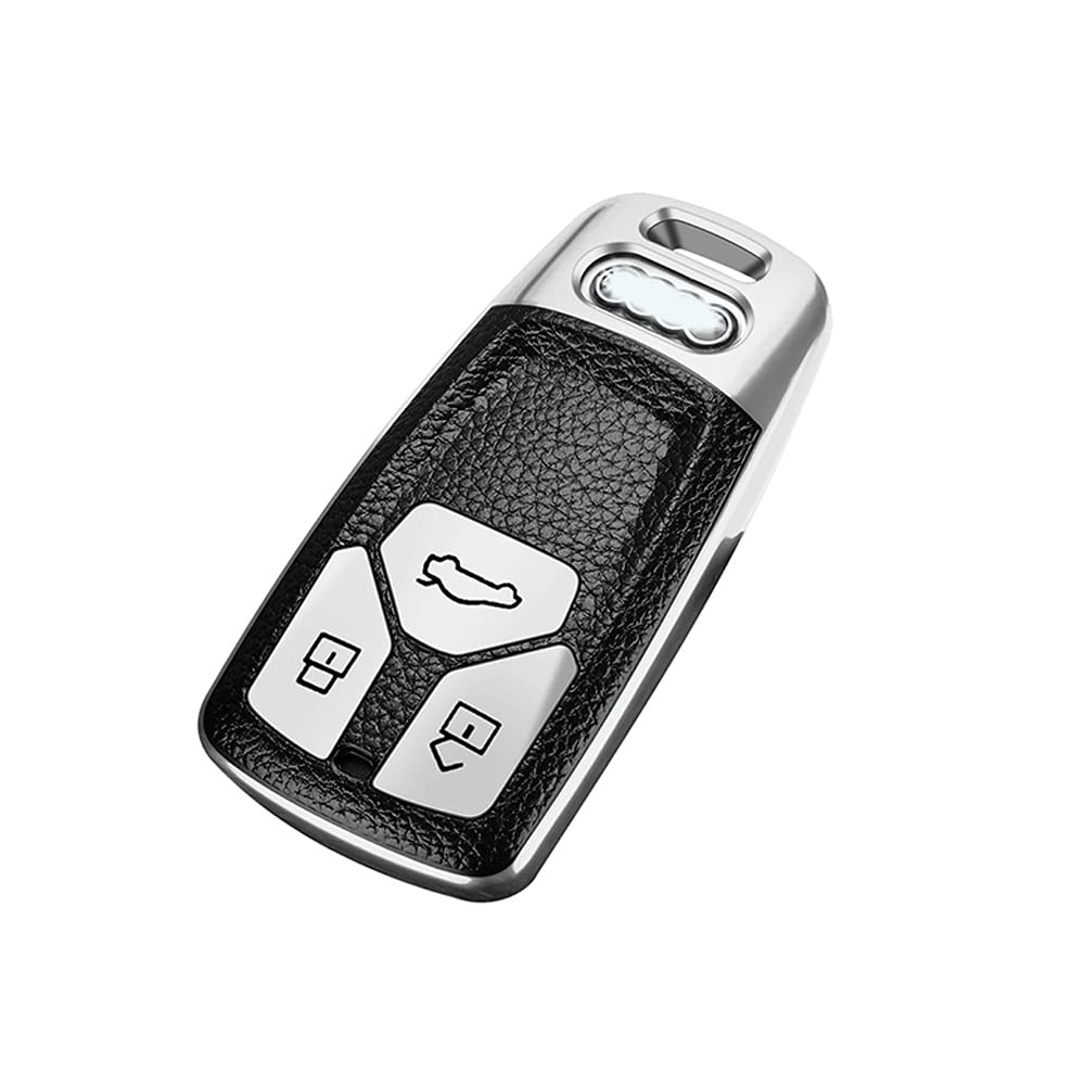 HIBEYO Custodia Intelligente Per Chiave Auto Audi – TPU + PC, Colore Viola/Nero – Con Portachiavi