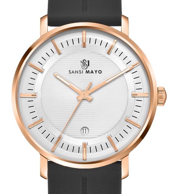 Image of Analog Watch for Men with Silicone Band | Magnetic Lock Strap | Japanese Quartz Movement | Water Resistant | Formal & Casual Wristwatch Gift