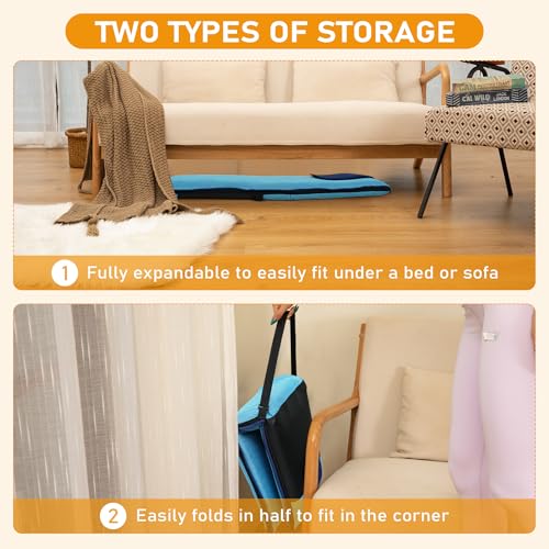 Image of FASTMOMENT Floor Chair with Back Support 14-Position Adjustable Floor Chair Portable Ground Seating for Adults Foldable Meditation Seat with Japanese KOYO Bearings & Washable Linen Cover (Bright Blue)