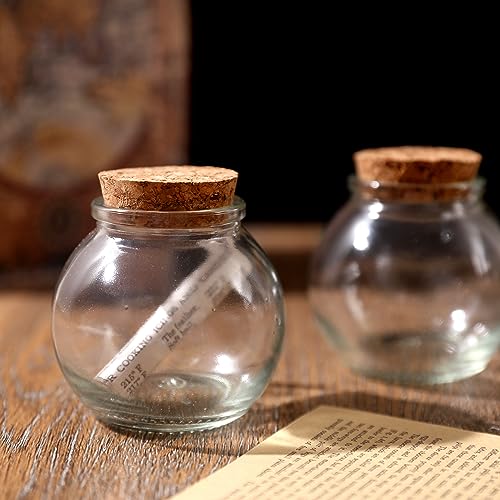 Magic Season Decorative Glass Bottles with Cork Stoppers (3.3 fl oz. Spherical Bottles / 6 Pcs)