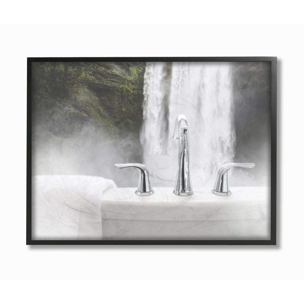 Stupell Industries Waterfall Bath Time Abstract Bathroom Photograph, Design by Milli Villa Wall Art, 11x14, Black Framed