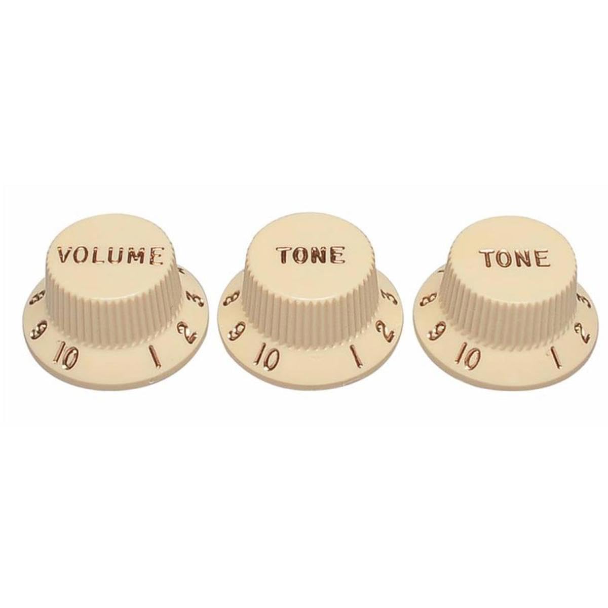 Stratocaster Pot Knobs (Volume/Tone/Tone), aged white,0991369000